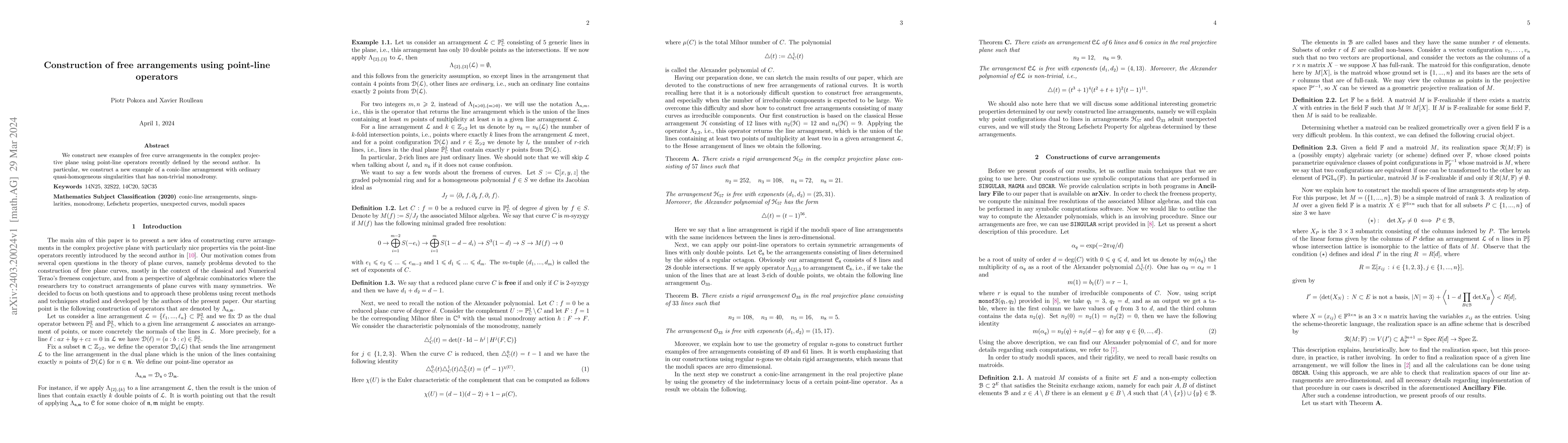 Thumbnail for Construction of free arrangements using point-line operators