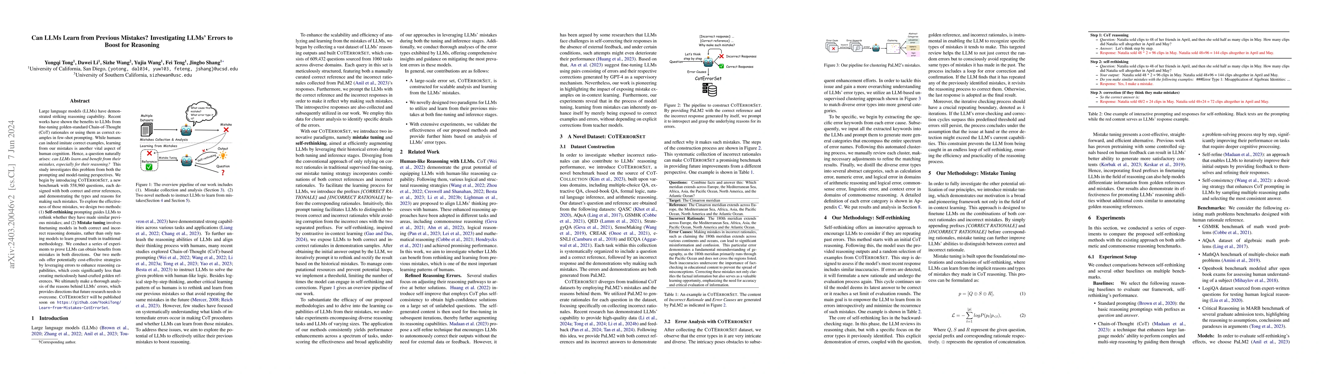 Thumbnail for Can LLMs Learn from Previous Mistakes? Investigating LLMs' Errors to
  Boost for Reasoning