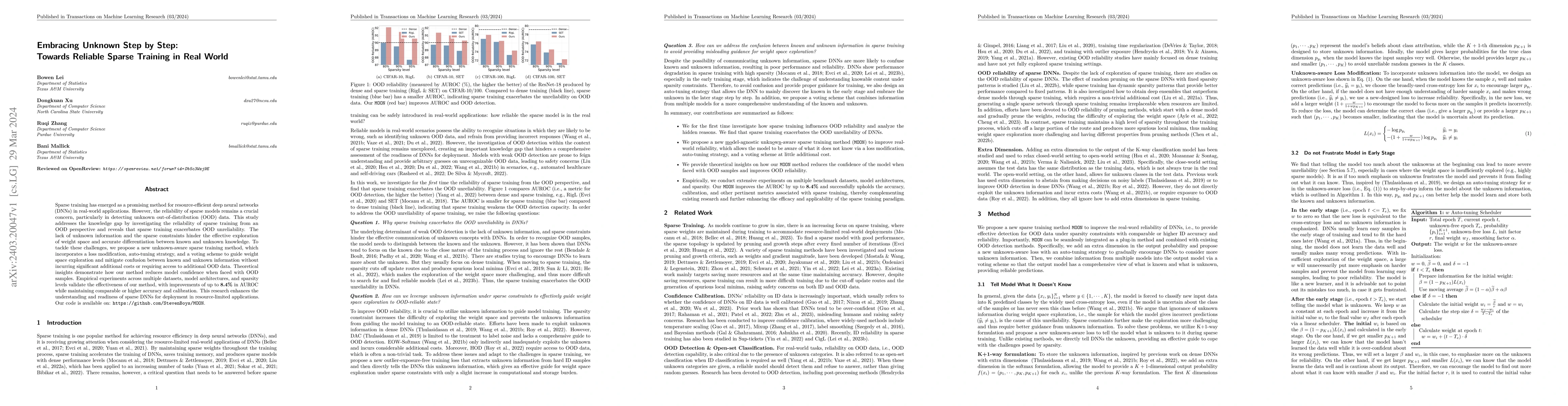 Thumbnail for Embracing Unknown Step by Step: Towards Reliable Sparse Training in Real
  World