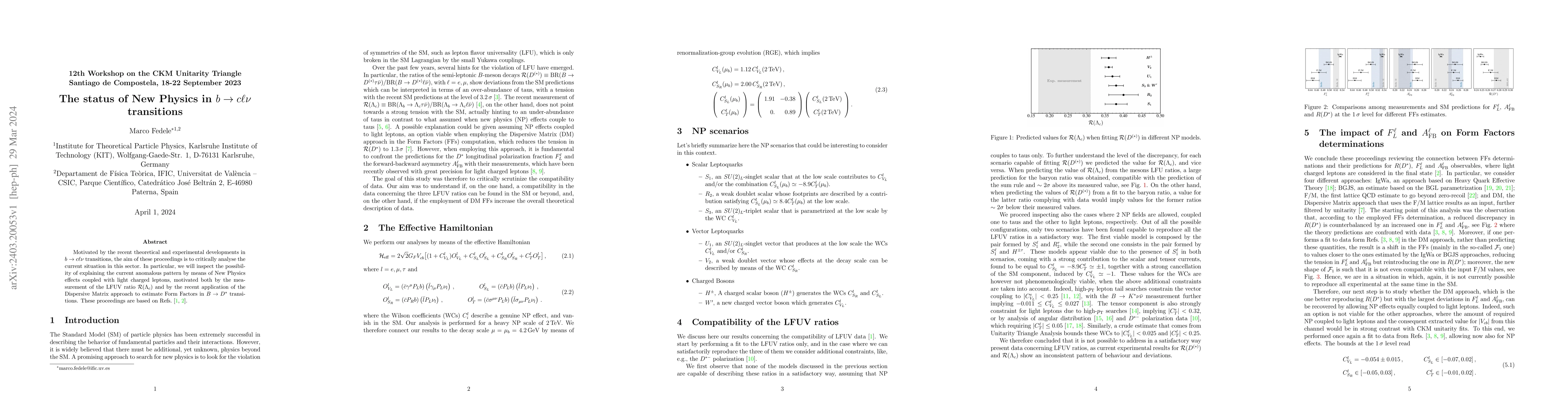 Thumbnail for The status of New Physics in $b \to c \ell\nu$ transitions