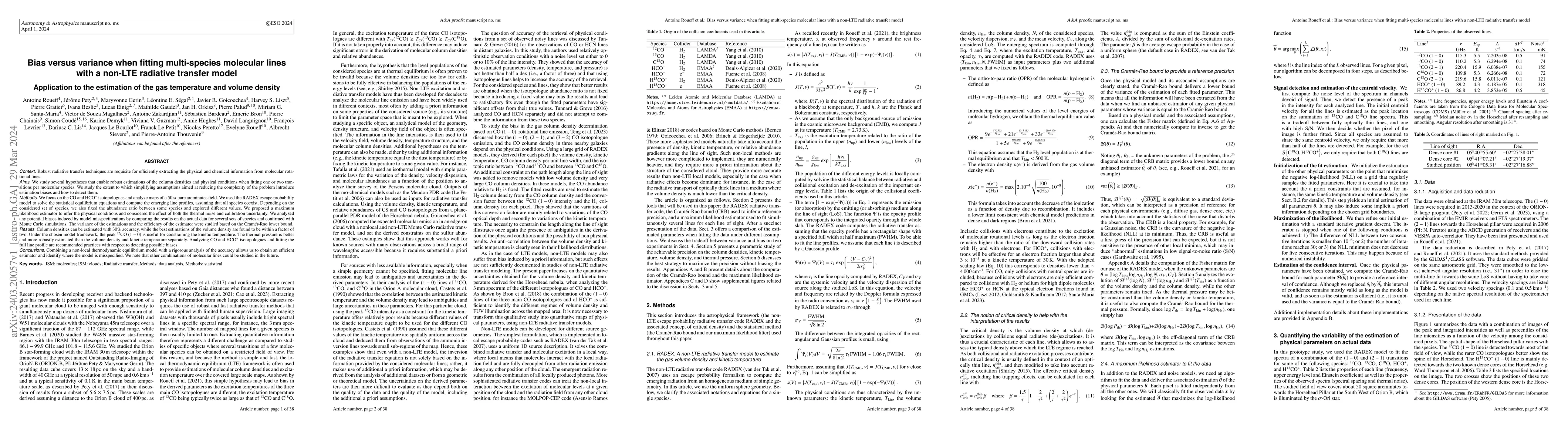 Thumbnail for Bias versus variance when fitting multi-species molecular lines with a
  non-LTE radiative transfer model