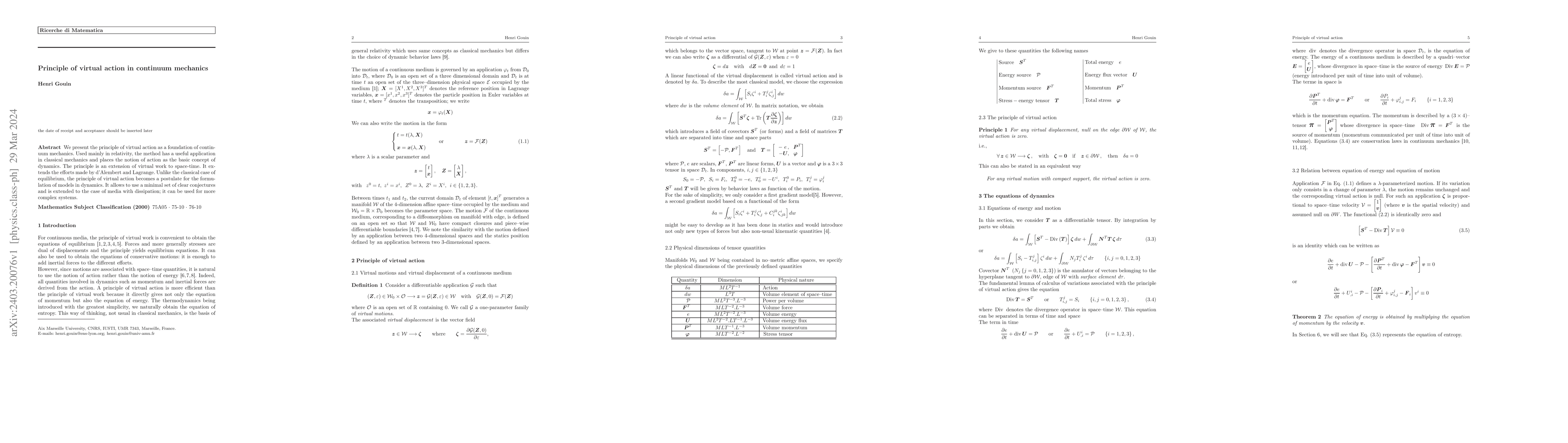 Thumbnail for Principle of virtual action in continuum mechanics