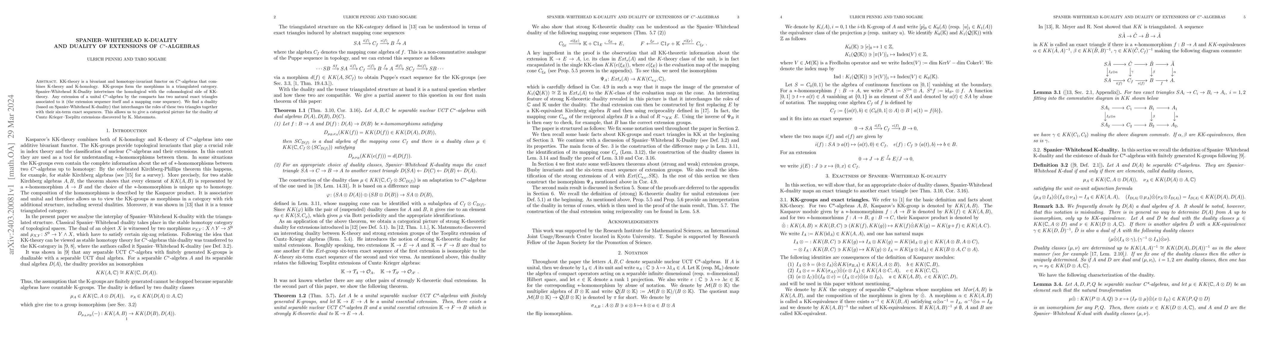 Thumbnail for Spanier-Whitehead K-Duality and Duality of Extensions of $C^*$-algebras