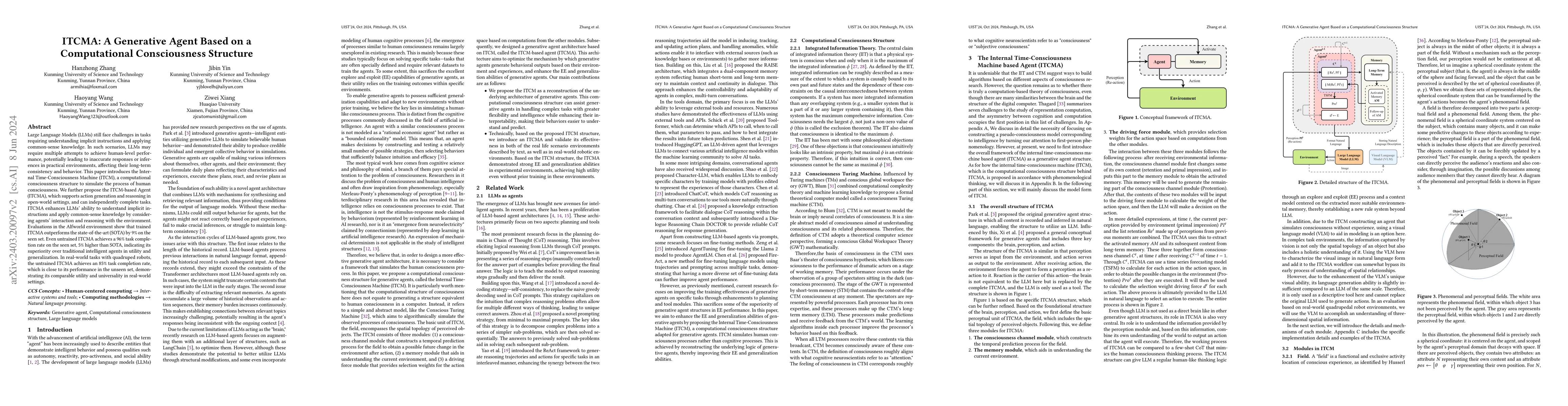 Thumbnail for ITCMA: A Generative Agent Based on a Computational Consciousness
  Structure