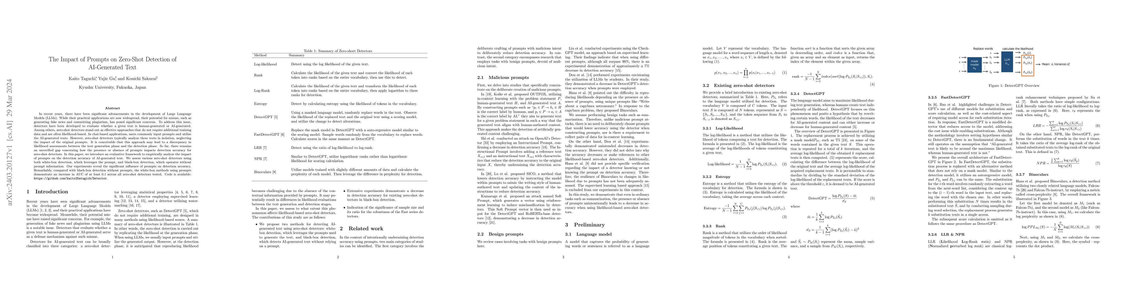 Thumbnail for The Impact of Prompts on Zero-Shot Detection of AI-Generated Text