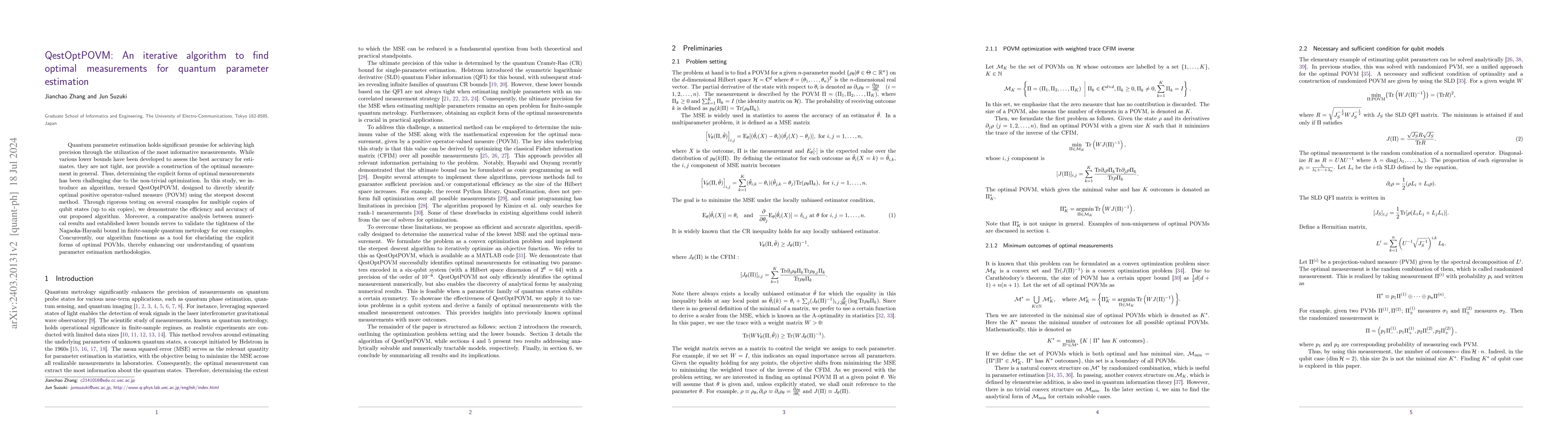 Thumbnail for QestOptPOVM: An iterative algorithm to find optimal measurements for
  quantum parameter estimation