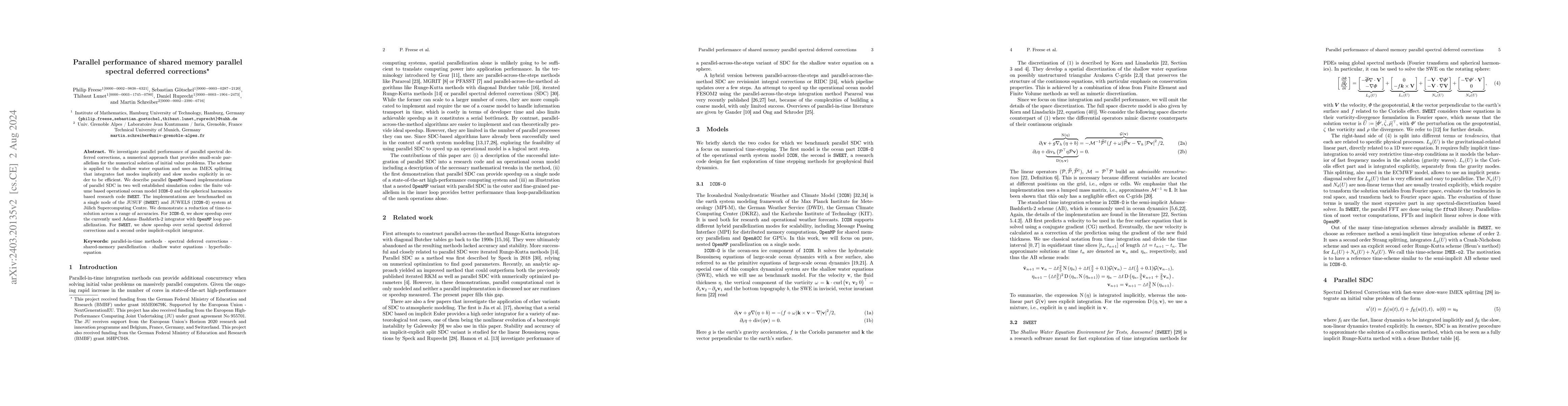 Thumbnail for Parallel performance of shared memory parallel spectral deferred
  corrections