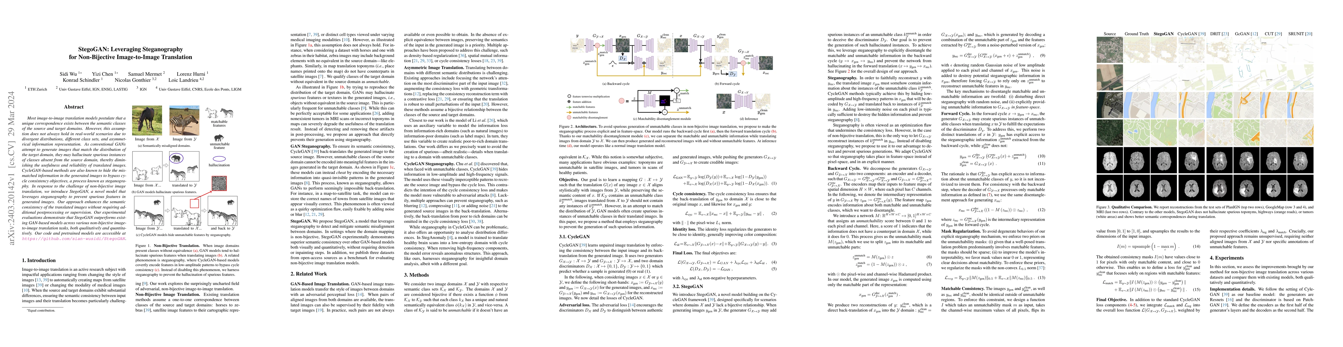 Thumbnail for StegoGAN: Leveraging Steganography for Non-Bijective Image-to-Image
  Translation