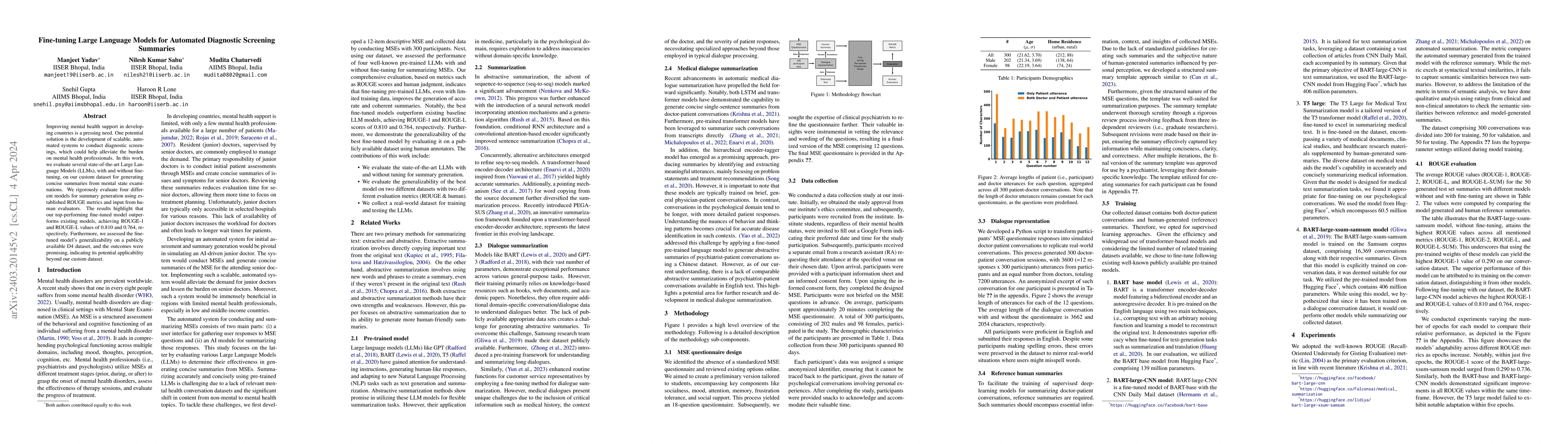 Thumbnail for Fine-tuning Large Language Models for Automated Diagnostic Screening
  Summaries
