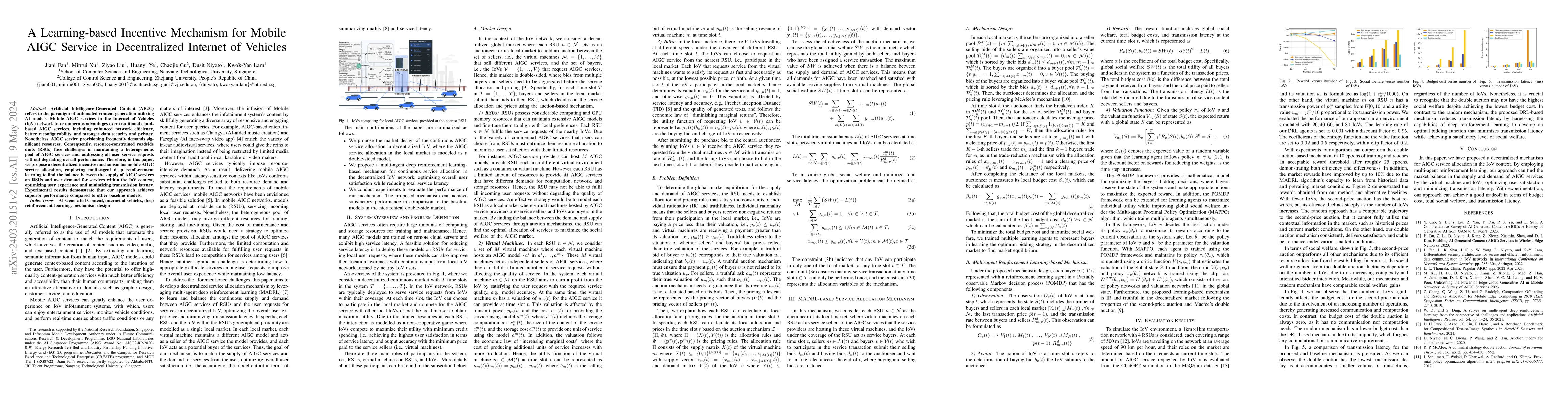 Thumbnail for A Learning-based Incentive Mechanism for Mobile AIGC Service in
  Decentralized Internet of Vehicles
