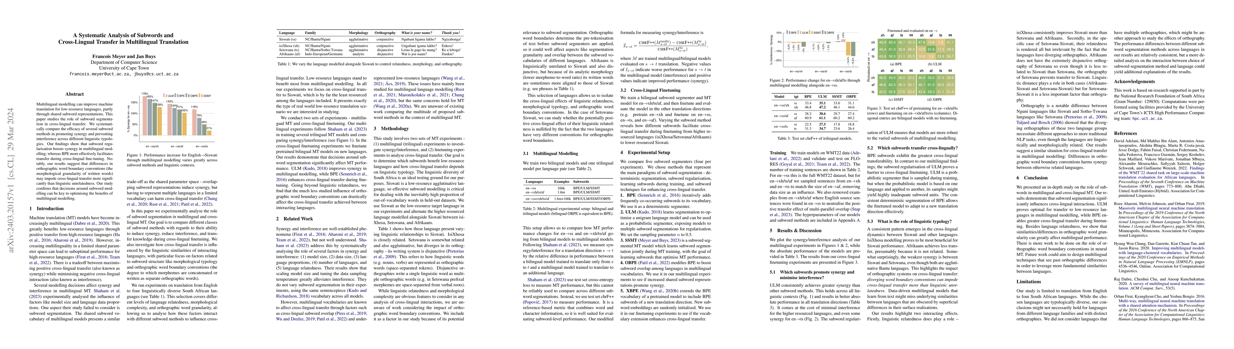 Thumbnail for A Systematic Analysis of Subwords and Cross-Lingual Transfer in
  Multilingual Translation