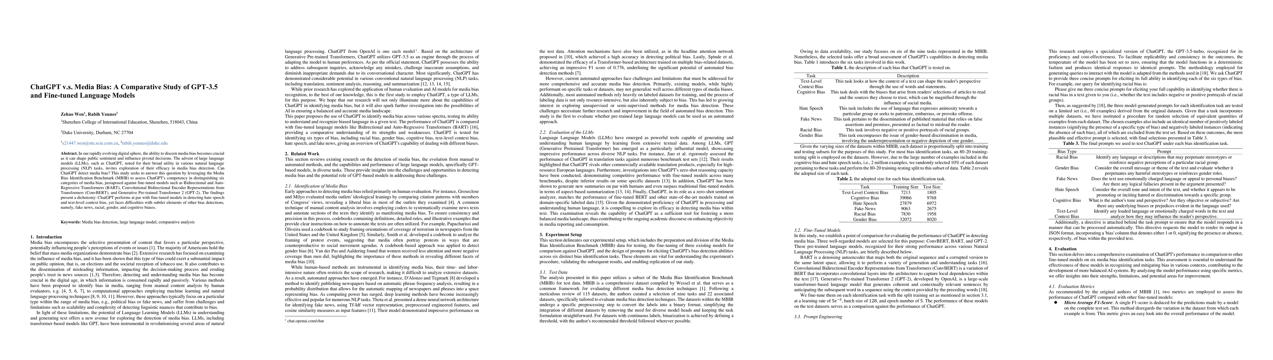 Thumbnail for ChatGPT v.s. Media Bias: A Comparative Study of GPT-3.5 and Fine-tuned
  Language Models