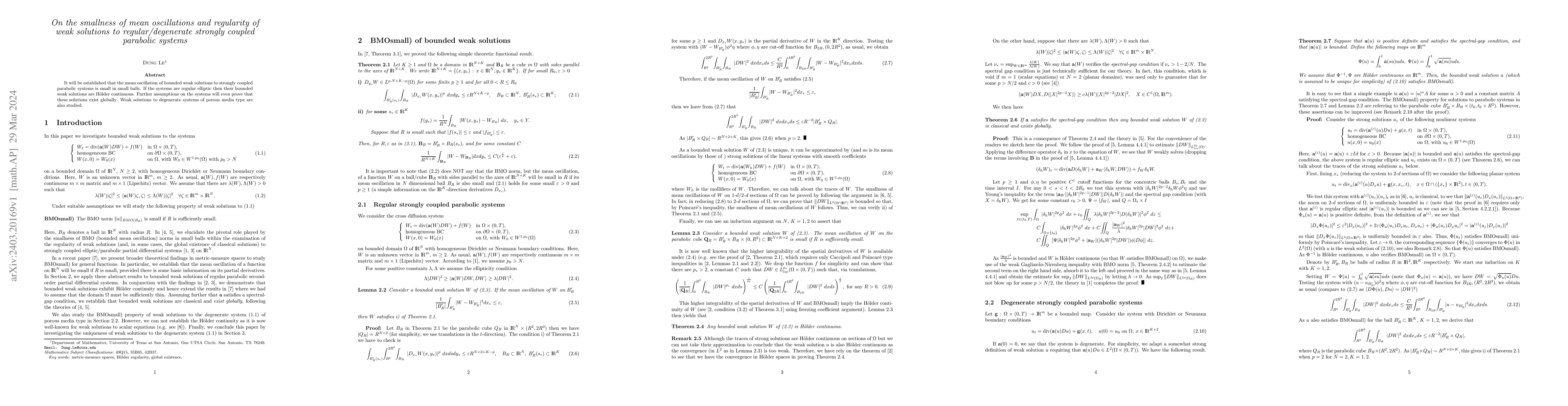 Thumbnail for On the smallness of mean oscillations and regularity of weak solutions
  to regular/degenerate strongly coupled parabolic systems