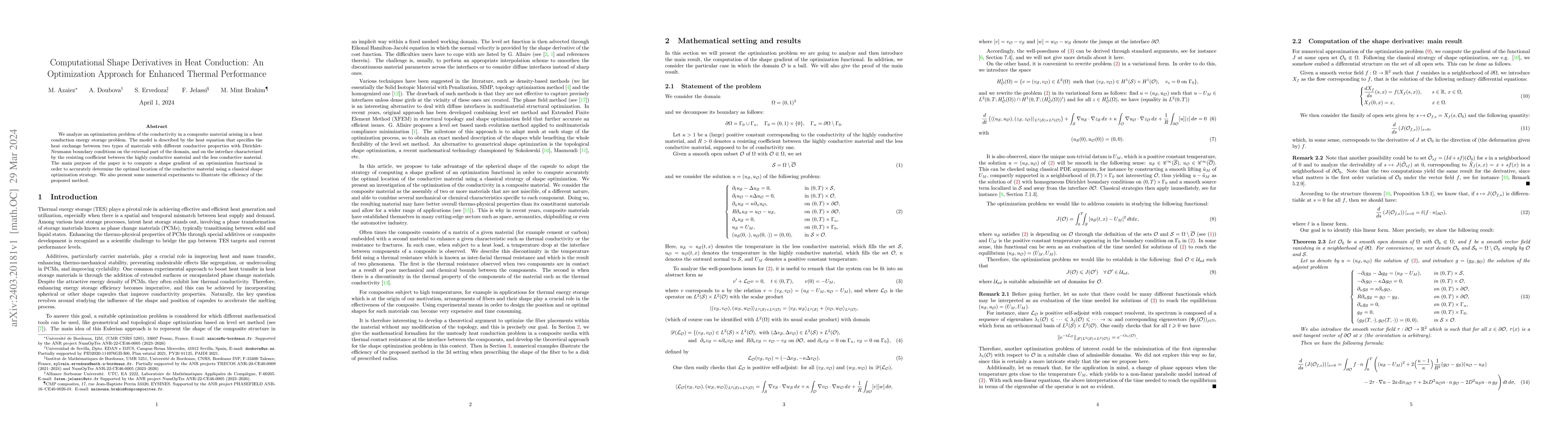 Thumbnail for Computational Shape Derivatives in Heat Conduction: An Optimization
  Approach for Enhanced Thermal Performance