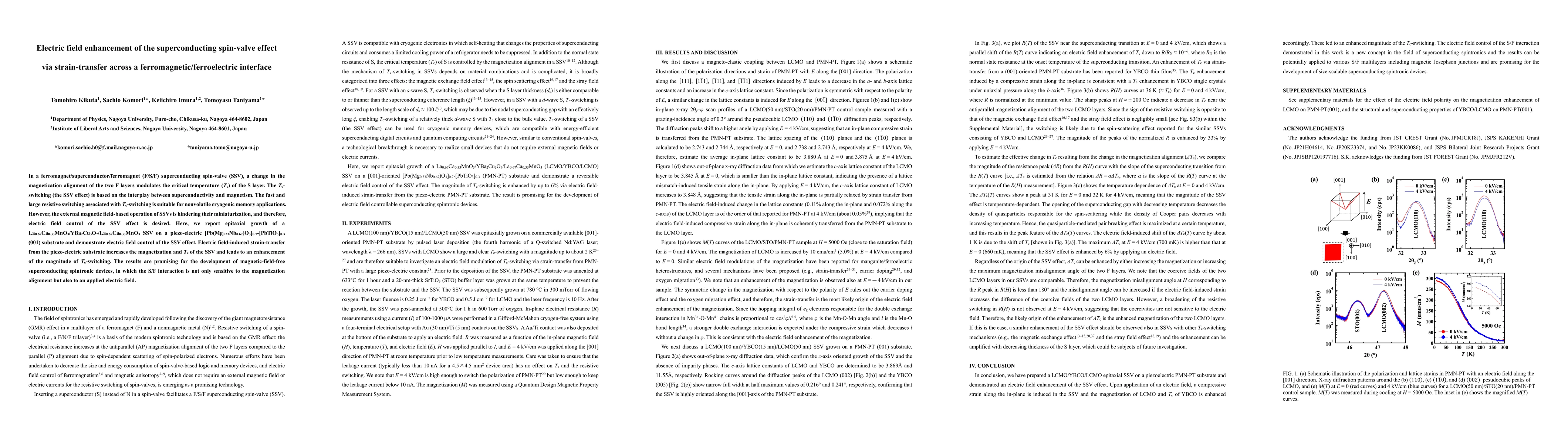 Thumbnail for Electric field enhancement of the superconducting spin-valve effect via
  strain-transfer across a ferromagnetic/ferroelectric interface