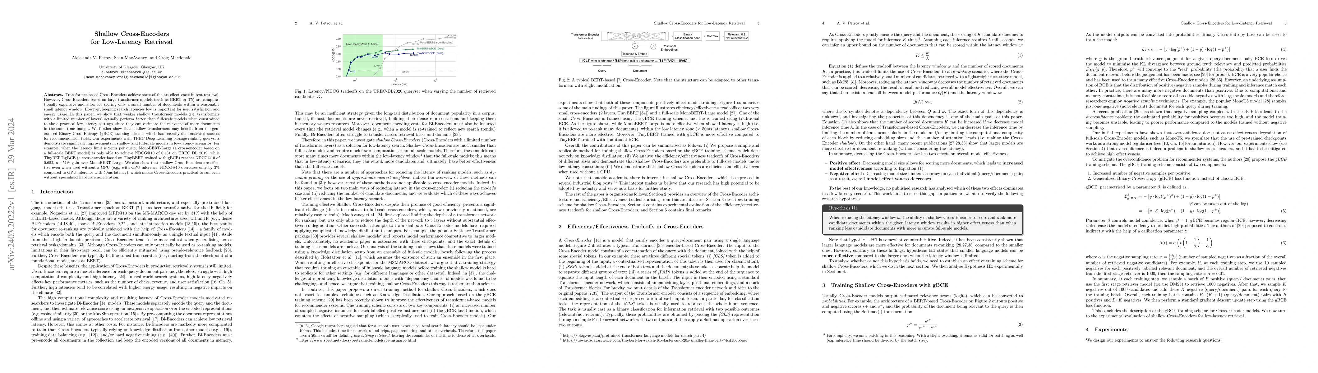 Thumbnail for Shallow Cross-Encoders for Low-Latency Retrieval