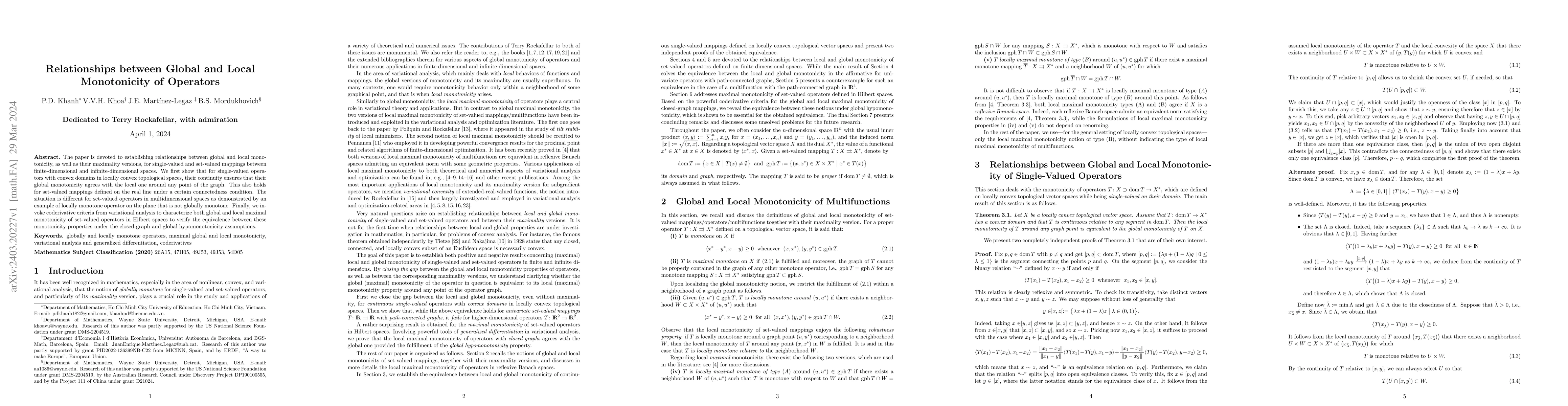 Thumbnail for Relationships between Global and Local Monotonicity of Operators