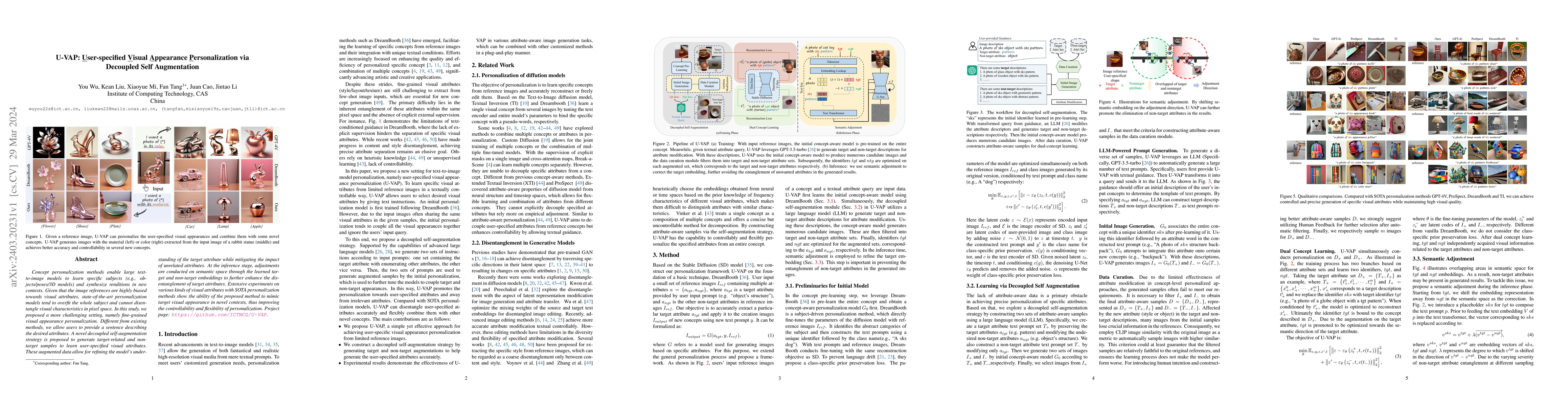 Thumbnail for U-VAP: User-specified Visual Appearance Personalization via Decoupled
  Self Augmentation