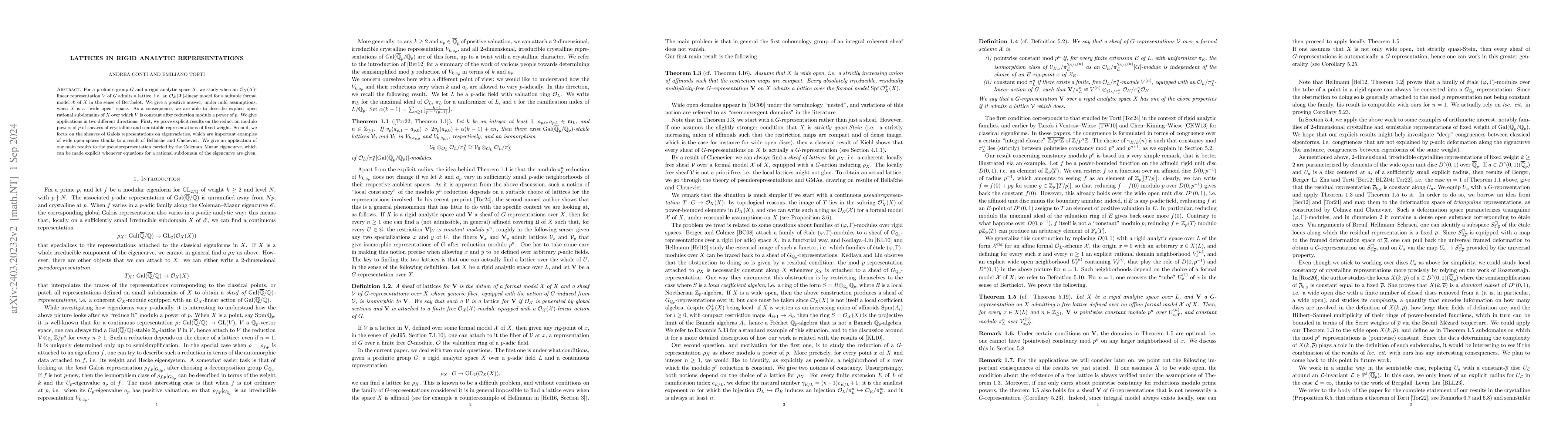 Thumbnail for Lattices in rigid analytic representations