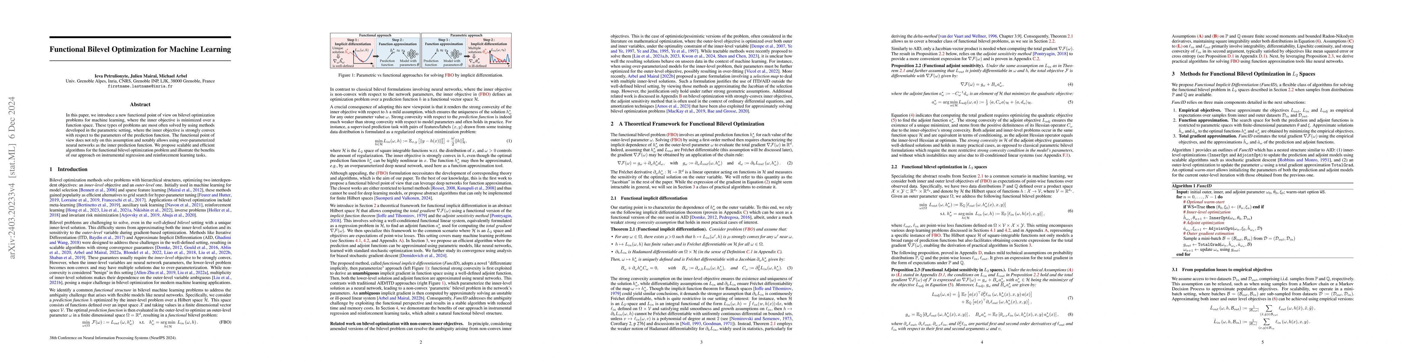 Thumbnail for Functional Bilevel Optimization for Machine Learning