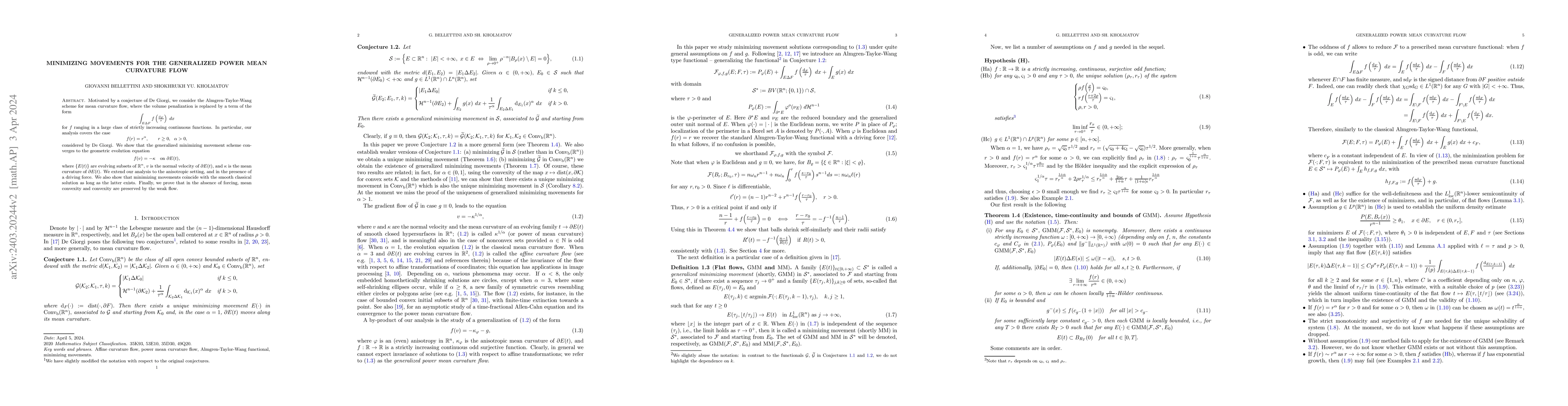Thumbnail for Minimizing movements for the generalized power mean curvature flow