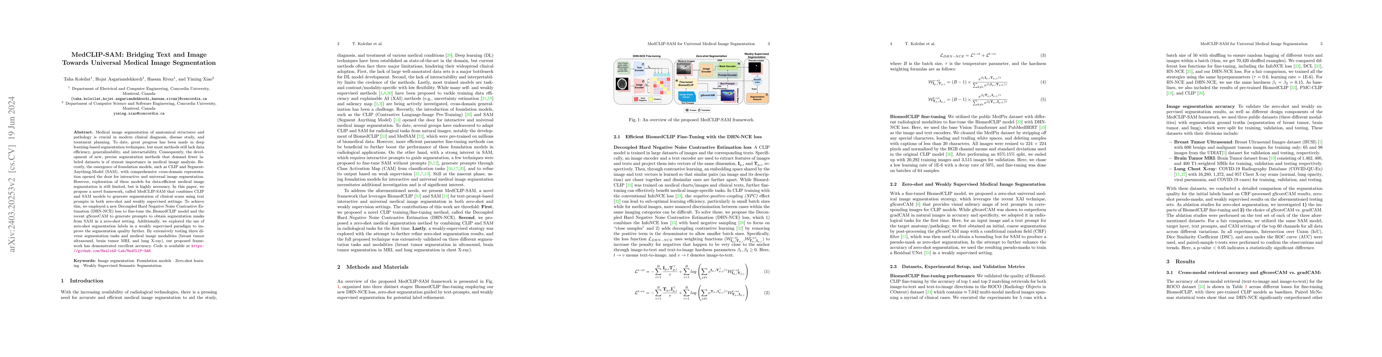 Thumbnail for MedCLIP-SAM: Bridging Text and Image Towards Universal Medical Image
  Segmentation
