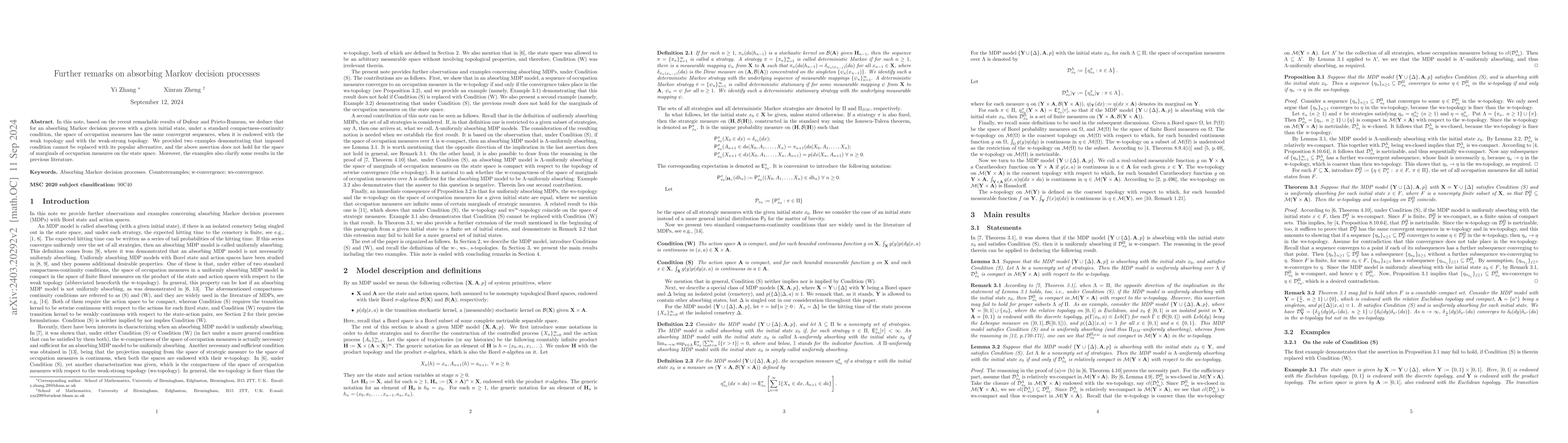 Thumbnail for Further remarks on absorbing Markov decision processes