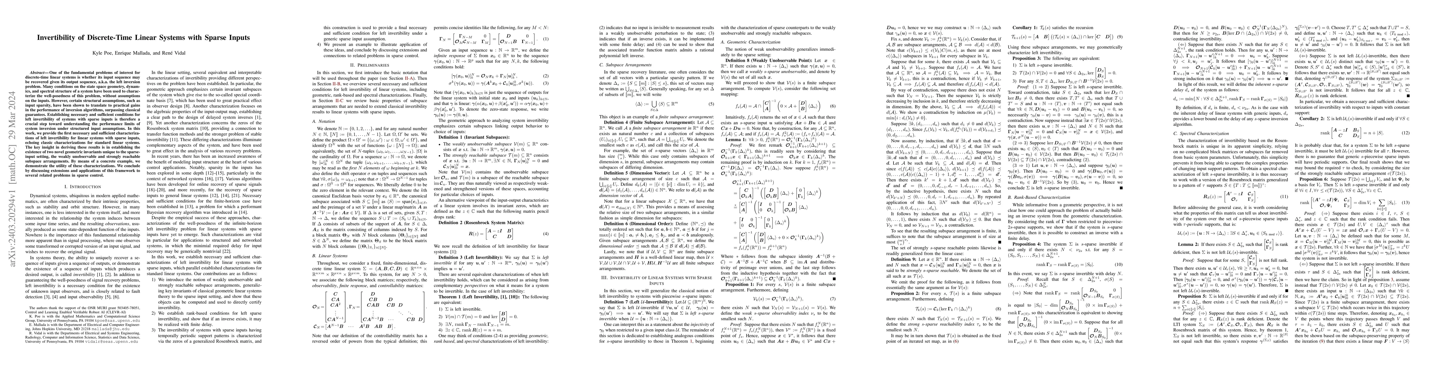 Thumbnail for Invertibility of Discrete-Time Linear Systems with Sparse Inputs