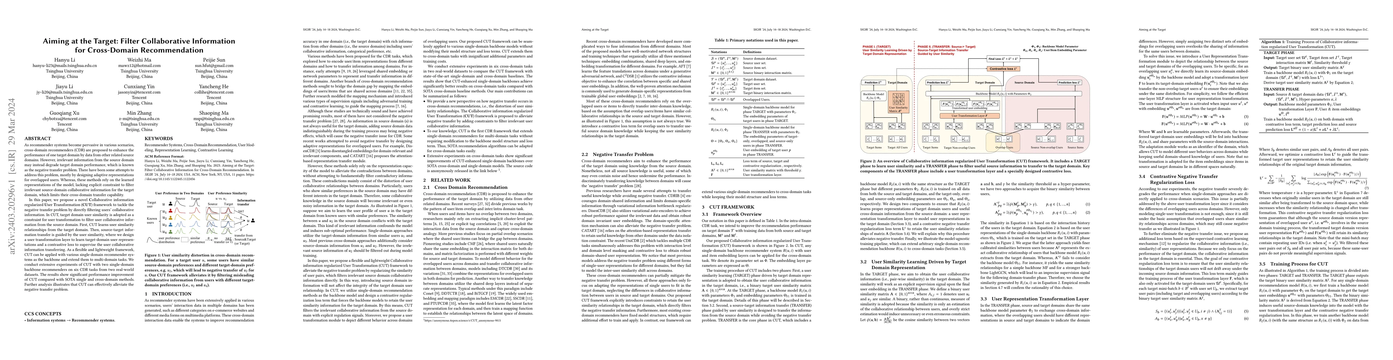 Thumbnail for Aiming at the Target: Filter Collaborative Information for Cross-Domain
  Recommendation