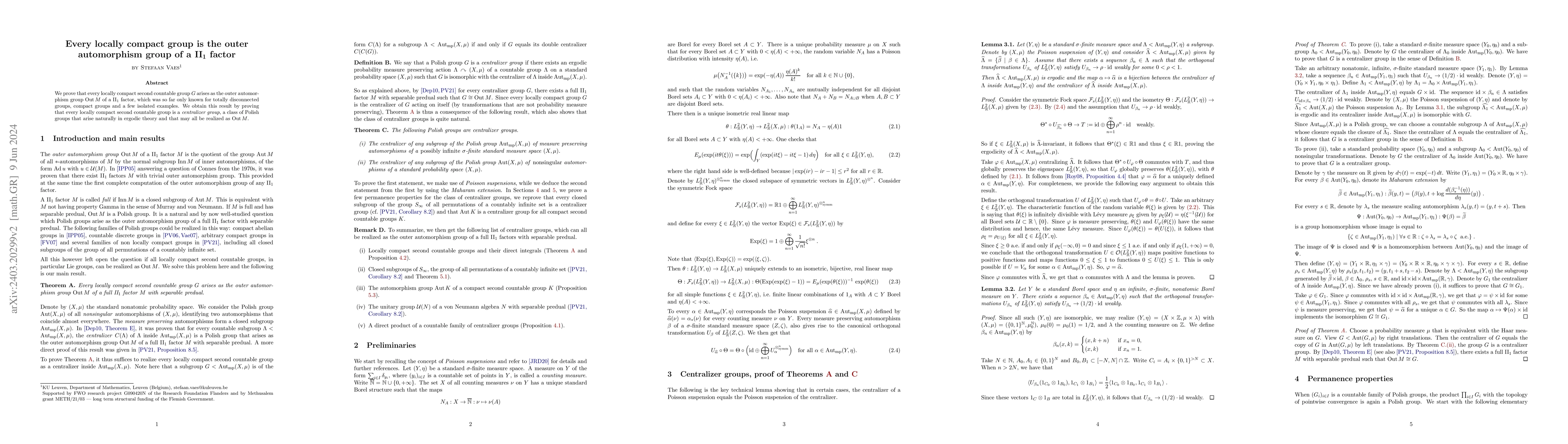 Thumbnail for Every locally compact group is the outer automorphism group of a II$_1$
  factor