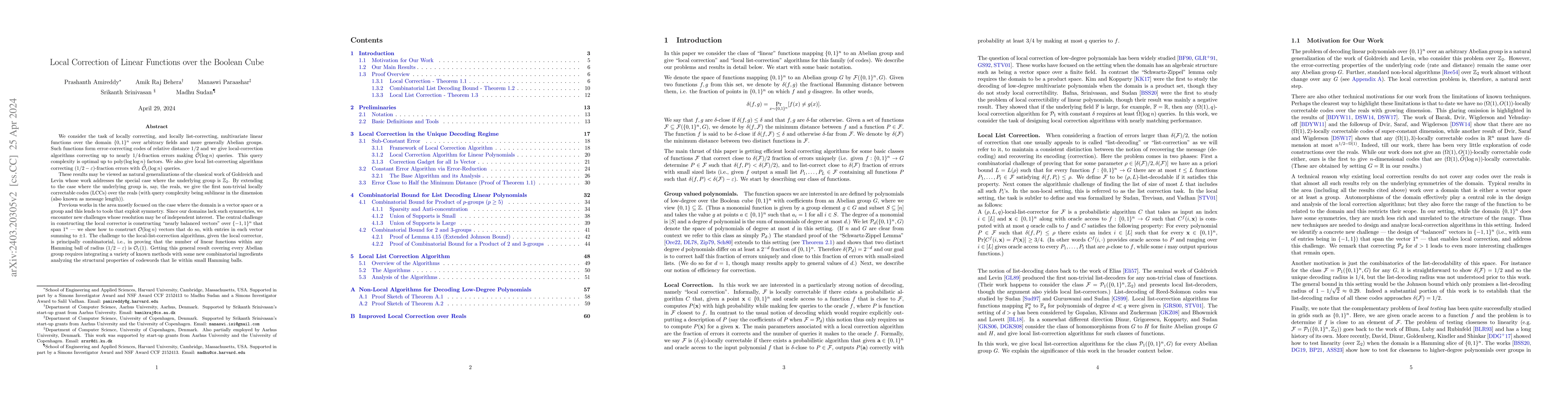 Thumbnail for Local Correction of Linear Functions over the Boolean Cube