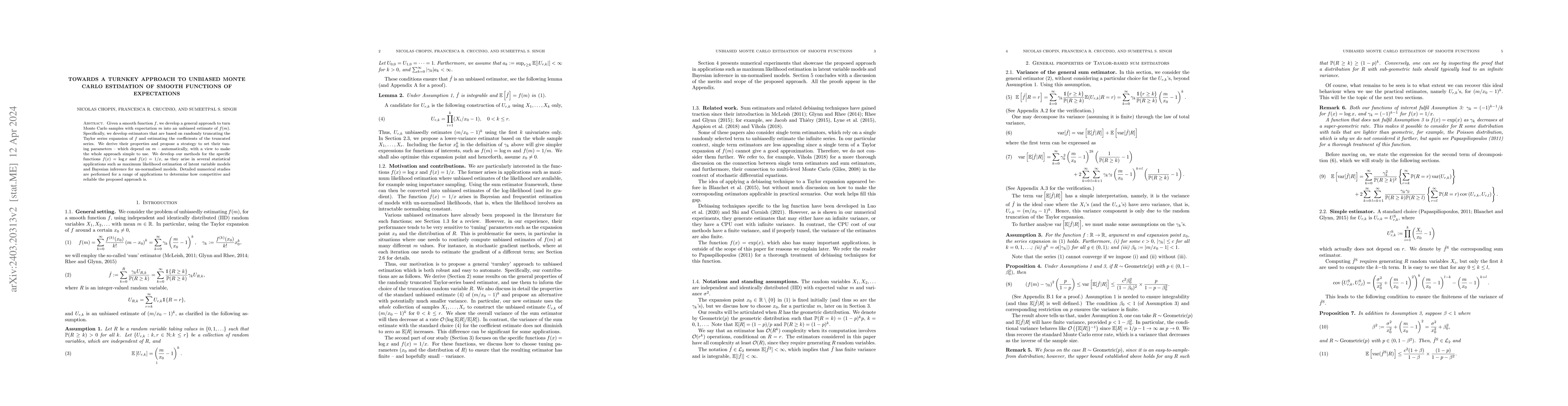 Thumbnail for Towards a turnkey approach to unbiased Monte Carlo estimation of smooth
  functions of expectations