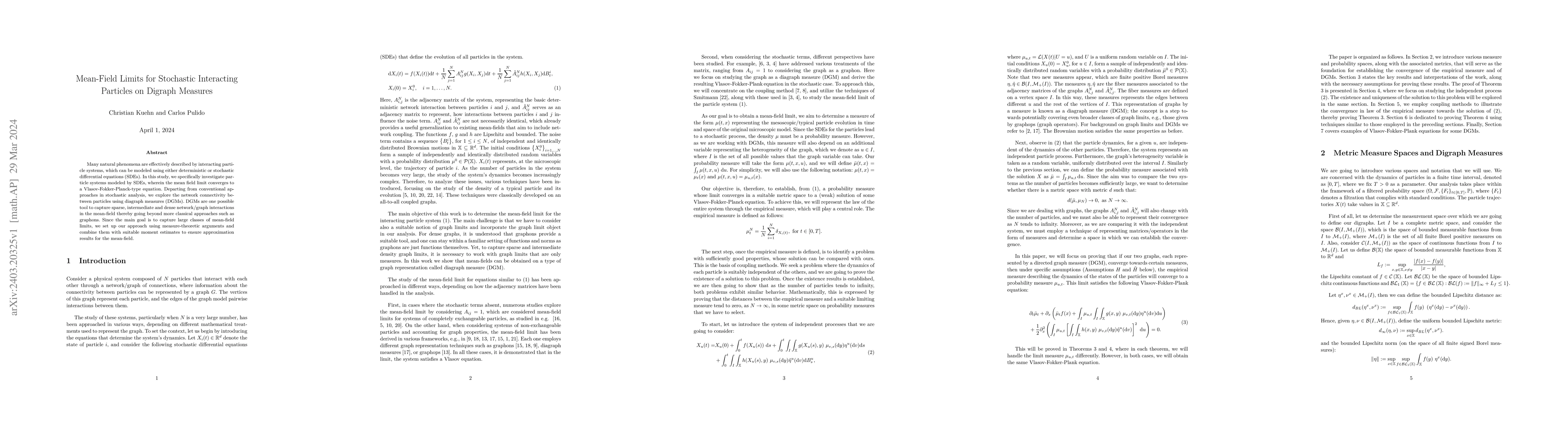 Thumbnail for Mean-Field Limits for Stochastic Interacting Particles on Digraph
  Measures