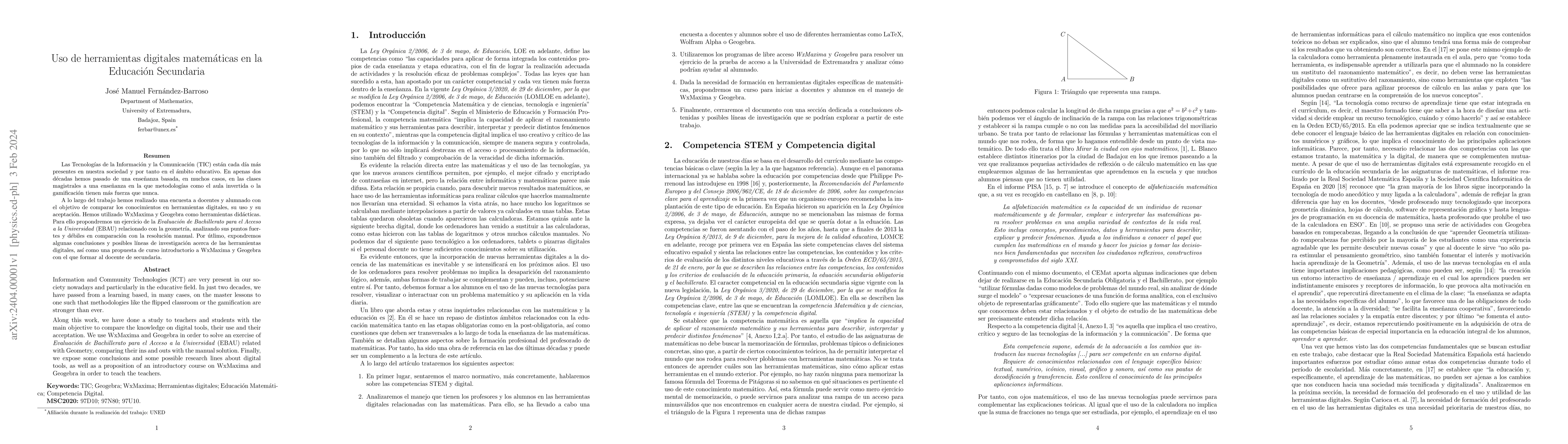 Thumbnail for Uso de herramientas digitales matem\'aticas en la Educaci\'on Secundaria