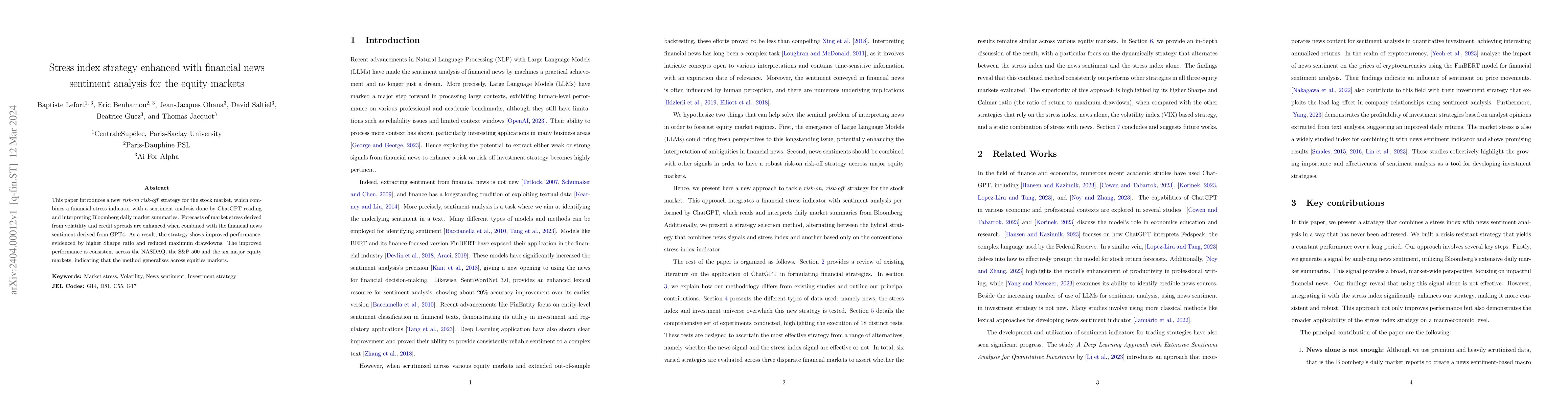 Thumbnail for Stress index strategy enhanced with financial news sentiment analysis
  for the equity markets