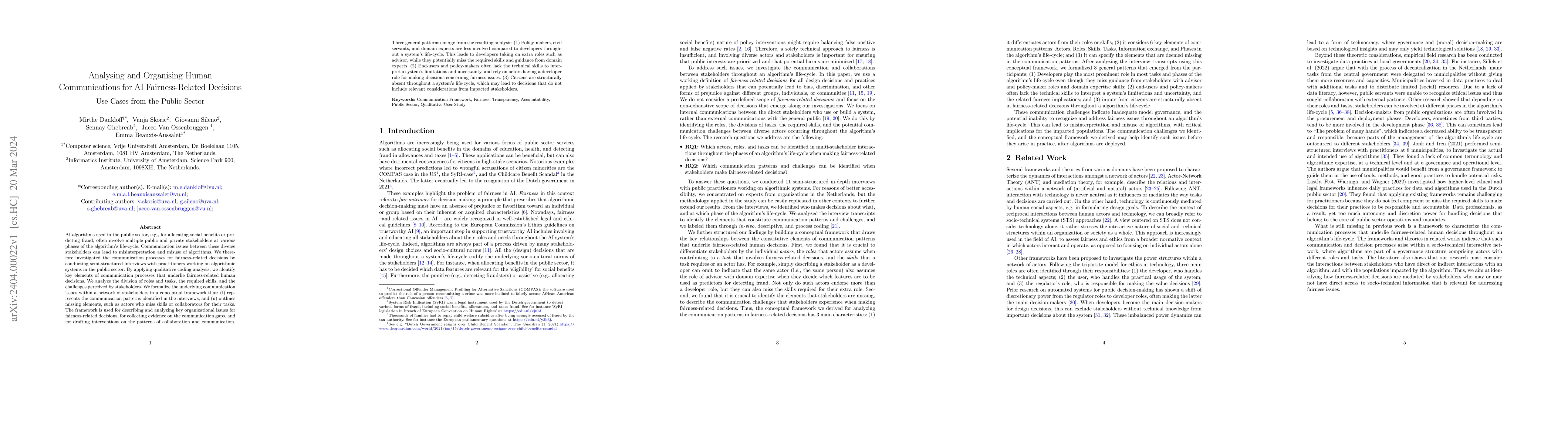 Thumbnail for Analysing and Organising Human Communications for AI Fairness-Related
  Decisions: Use Cases from the Public Sector