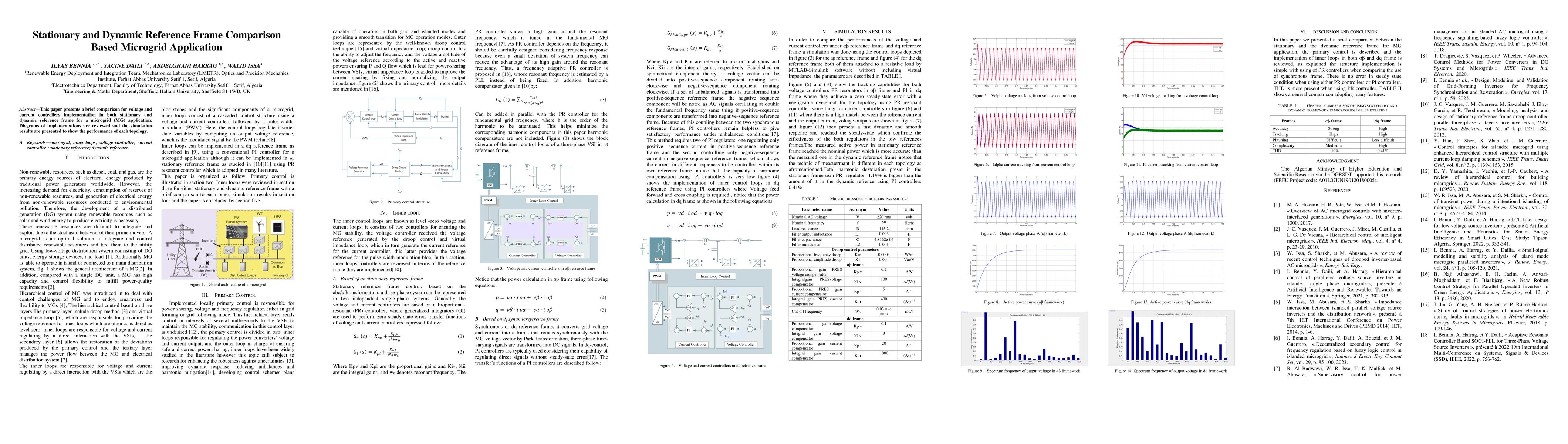 Thumbnail for Stationary and Dynamic Reference Frame Comparison Based Microgrid
  Application