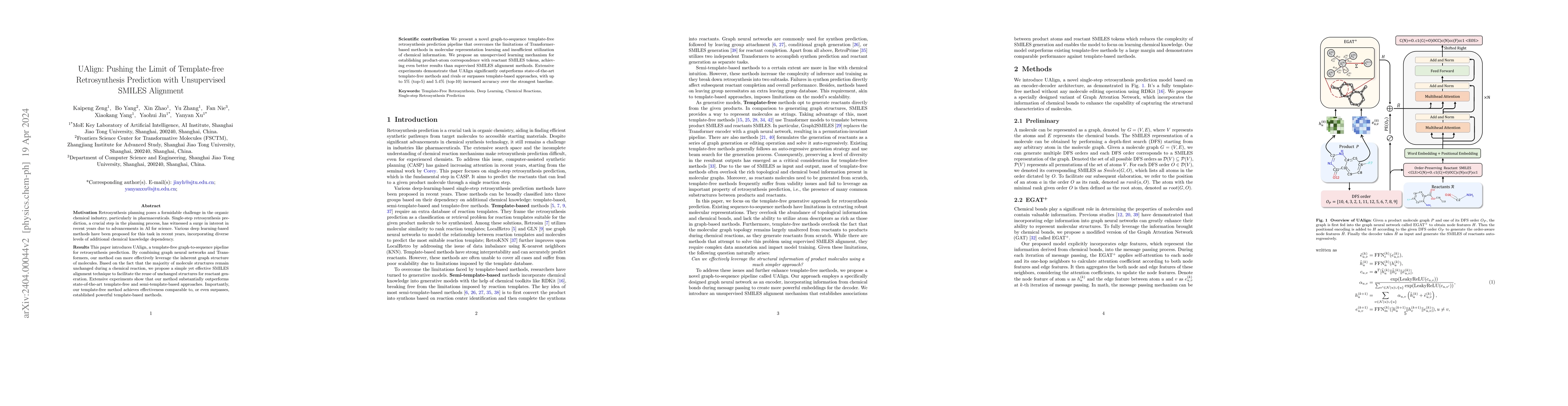 Thumbnail for UAlign: Pushing the Limit of Template-free Retrosynthesis Prediction
  with Unsupervised SMILES Alignment