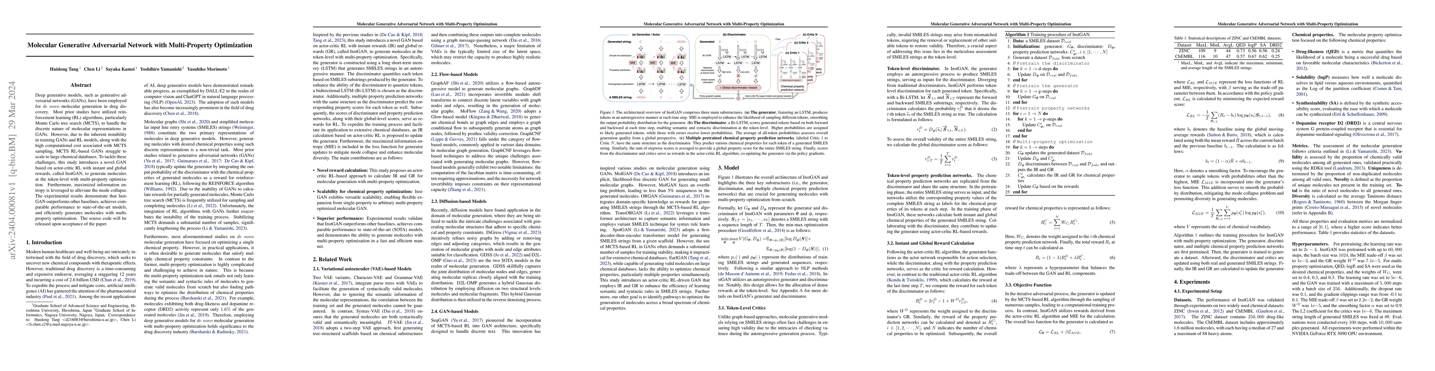Thumbnail for Molecular Generative Adversarial Network with Multi-Property
  Optimization