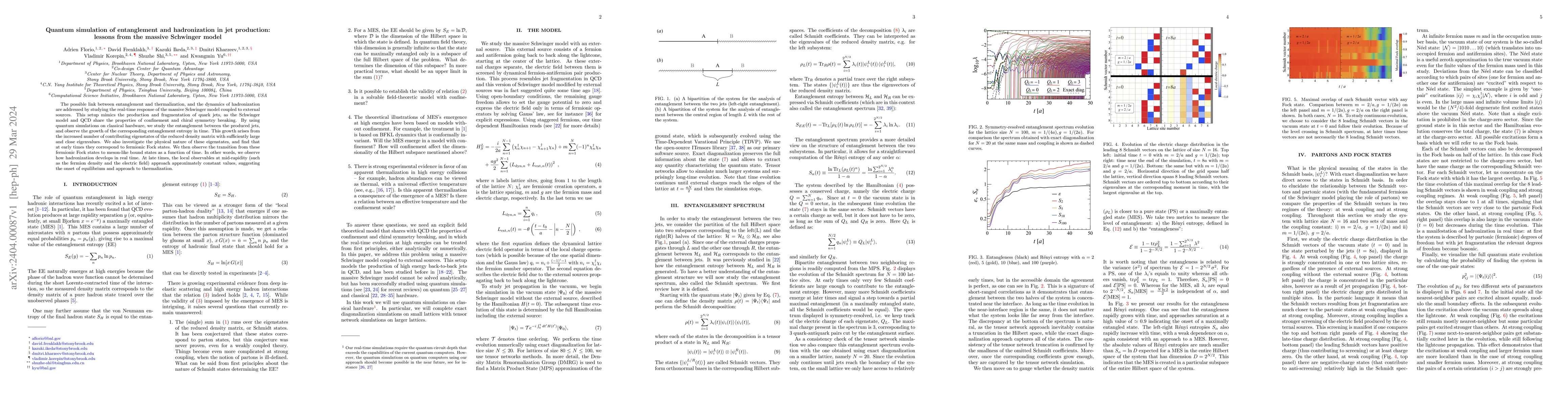 Thumbnail for Quantum simulation of entanglement and hadronization in jet production:
  lessons from the massive Schwinger model