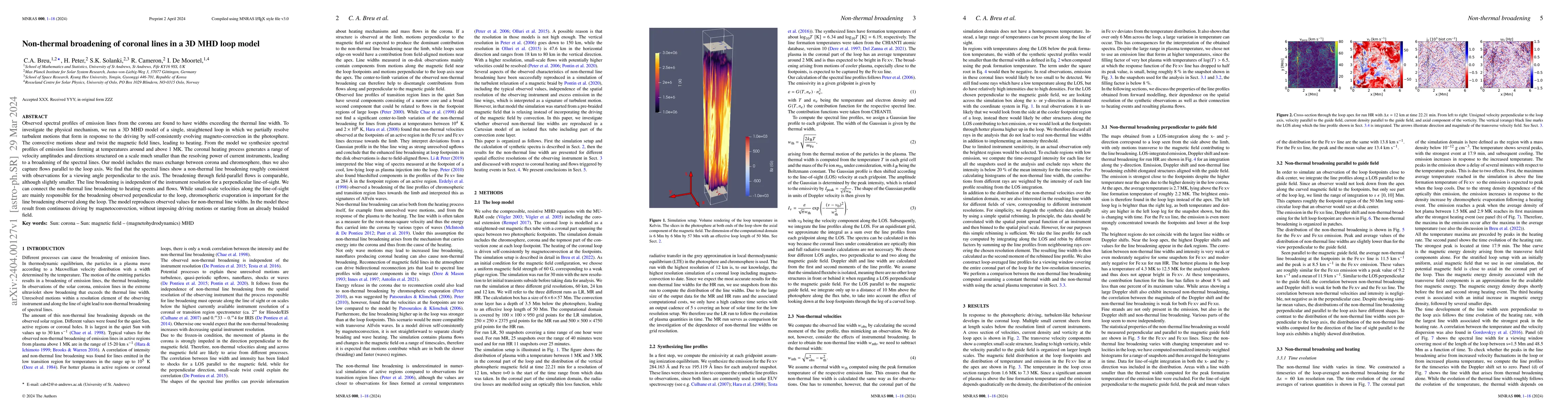 Thumbnail for Non-thermal broadening of coronal lines in a 3D MHD loop model