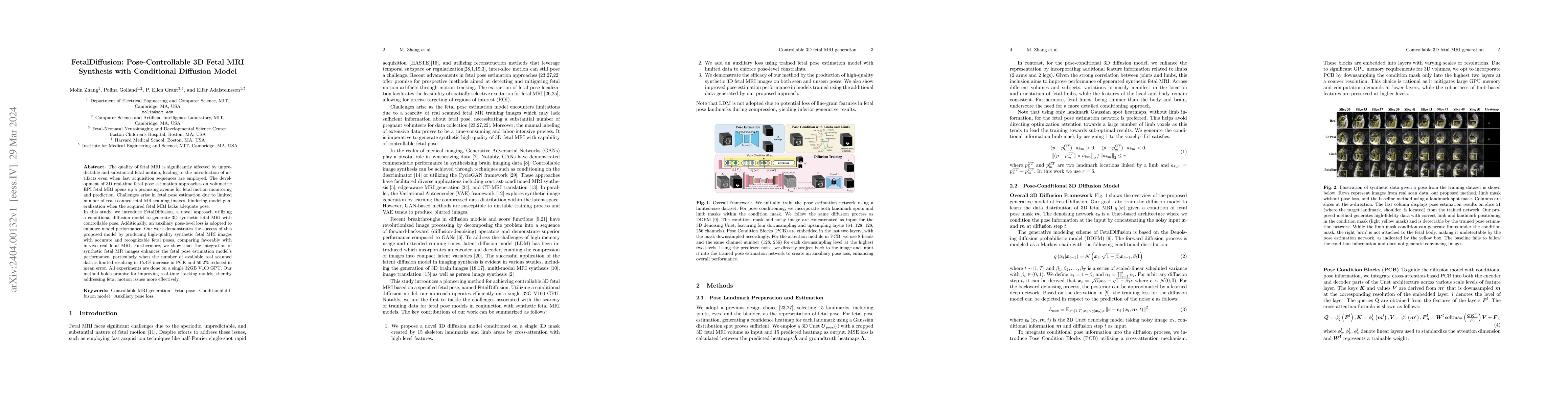 Thumbnail for FetalDiffusion: Pose-Controllable 3D Fetal MRI Synthesis with
  Conditional Diffusion Model