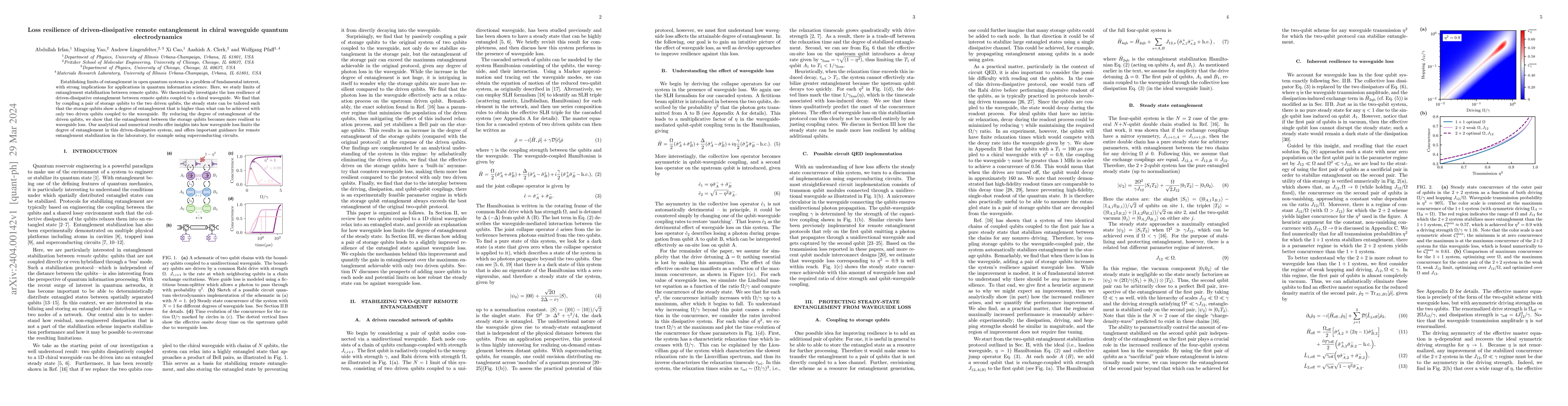 Thumbnail for Loss resilience of driven-dissipative remote entanglement in chiral
  waveguide quantum electrodynamics