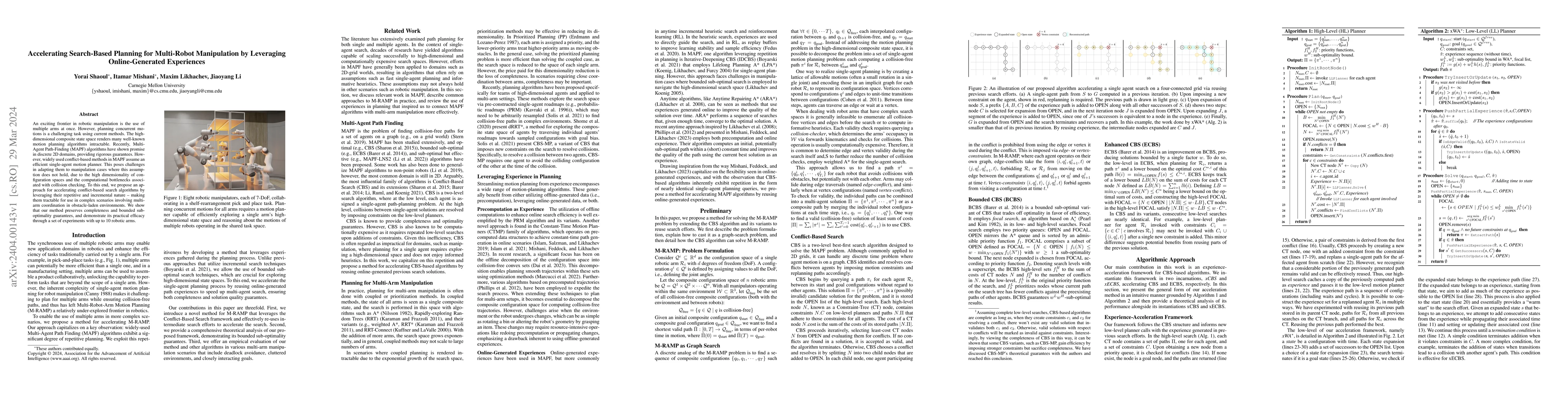 Thumbnail for Accelerating Search-Based Planning for Multi-Robot Manipulation by
  Leveraging Online-Generated Experiences