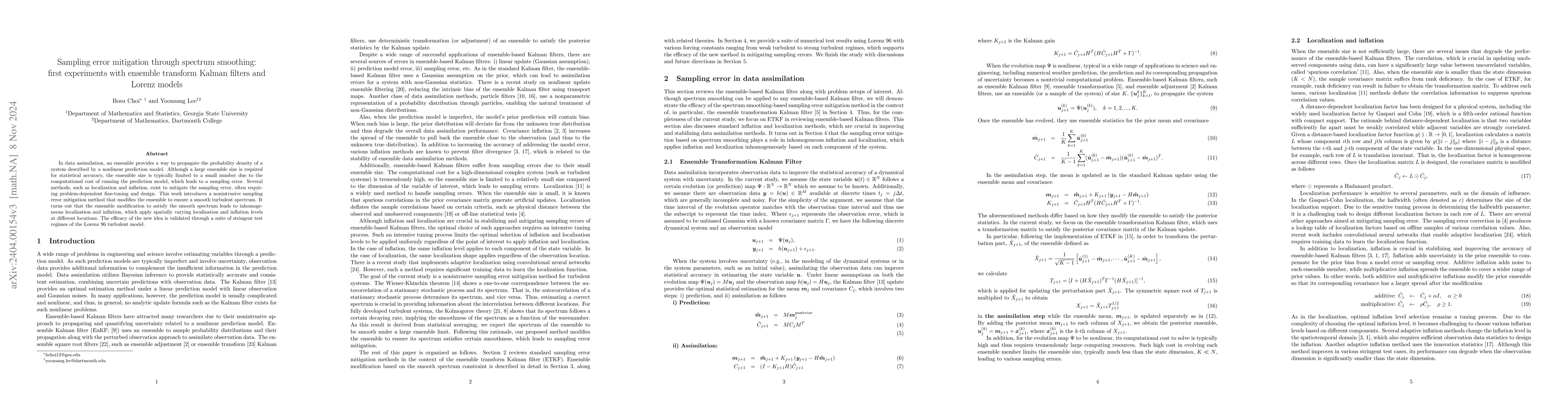 Thumbnail for Sampling error mitigation through spectrum smoothing in ensemble data
  assimilation