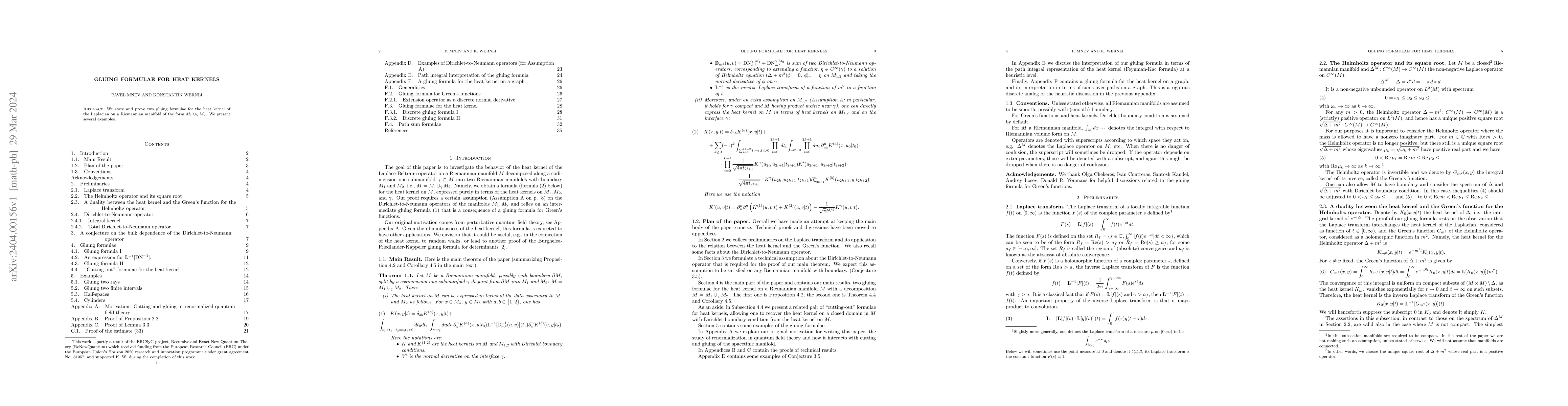 Thumbnail for Gluing formulae for heat kernels
