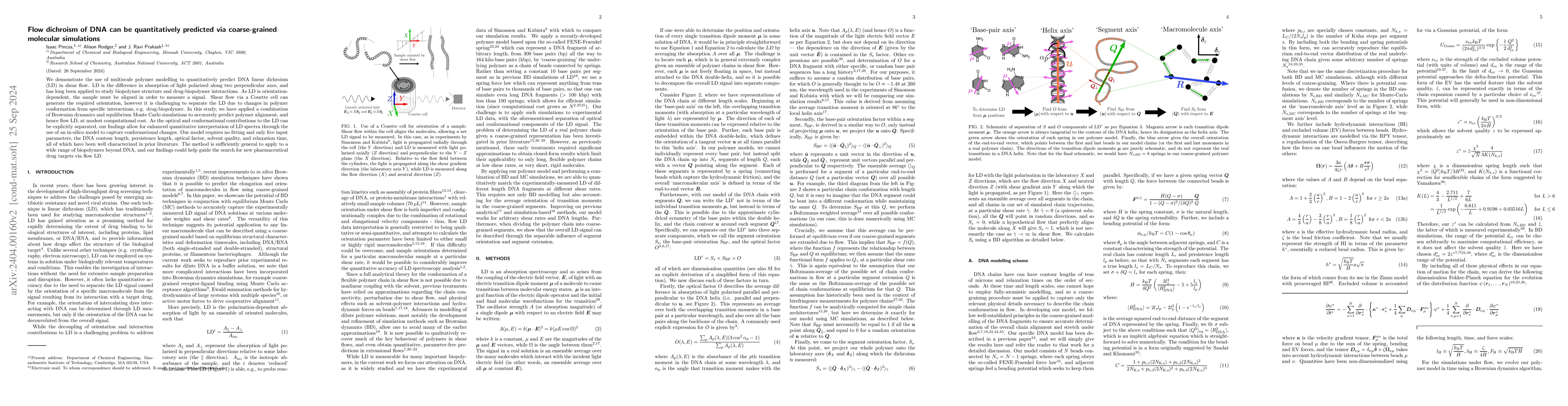 Thumbnail for Flow dichroism of DNA can be quantitatively predicted via coarse-grained
  molecular simulations
