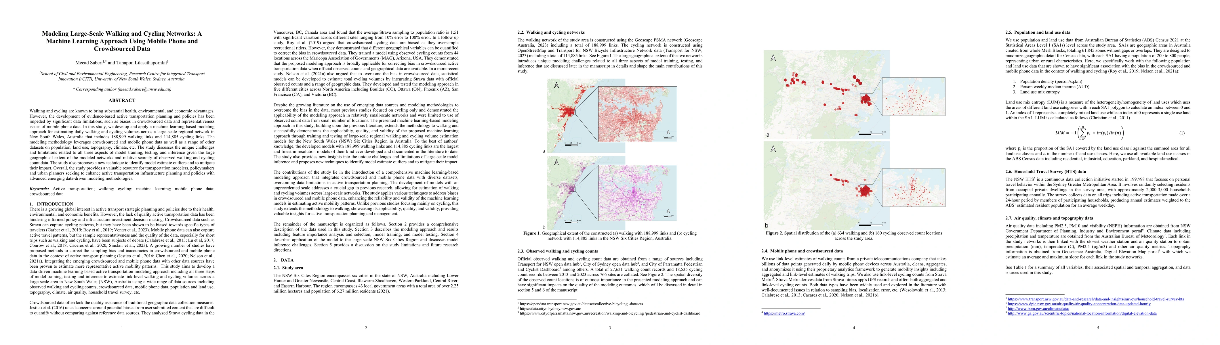 Thumbnail for Modeling Large-Scale Walking and Cycling Networks: A Machine Learning
  Approach Using Mobile Phone and Crowdsourced Data