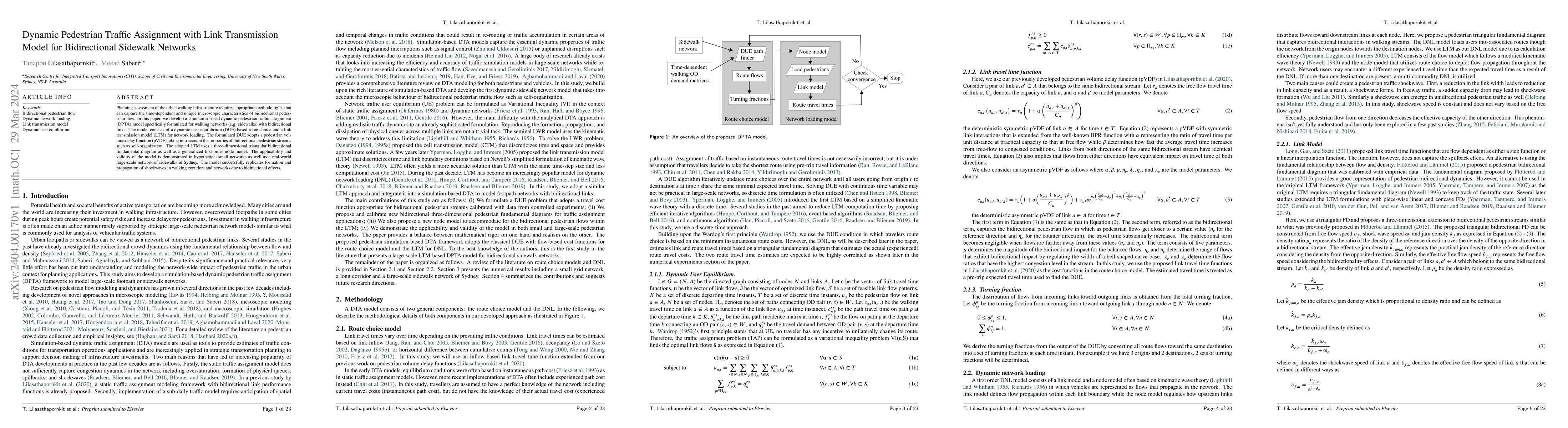 Thumbnail for Dynamic Pedestrian Traffic Assignment with Link Transmission Model for
  Bidirectional Sidewalk Networks