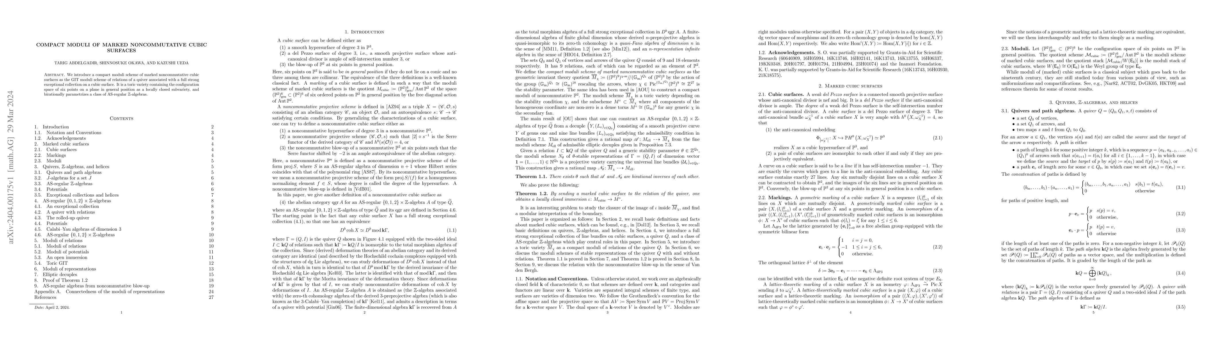 Thumbnail for Compact moduli of marked noncommutative cubic surfaces